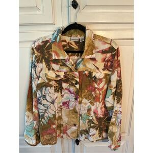 Chico’s Women’s 100% Linen Button Up Shacket Shirt Blouse Sz 12 (Chicos 2)